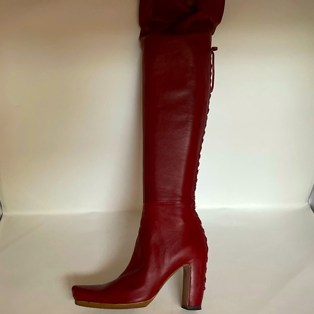 AZZEDINE ALAIA Thigh-high Lace-up Boots  ❤️ RARE❤️ One Of A Kind ❤️
